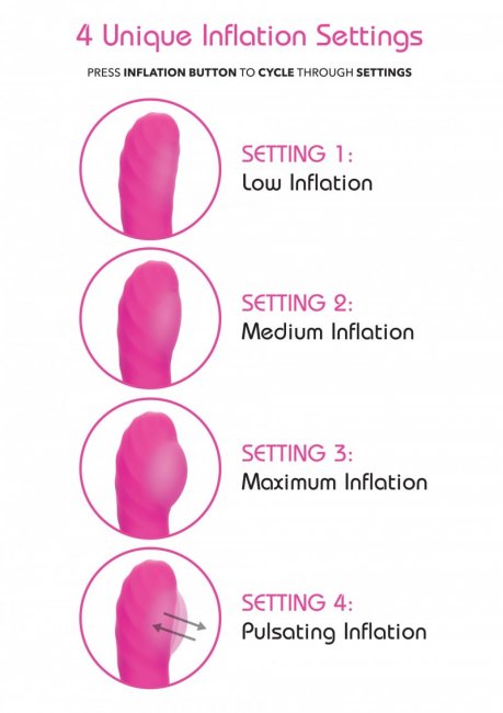 Uppladdningsbar vibrator tillverkad av supermjuk silikon. 7 vibrationer och 4 uppblås hastigheter. Stark motor.