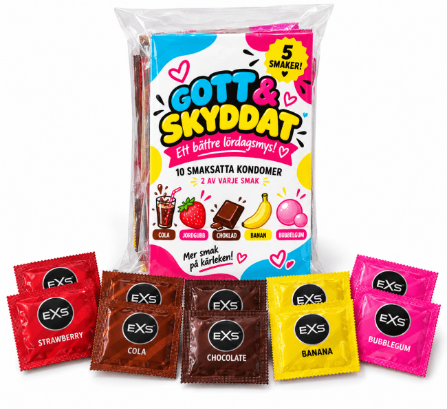 Gott & skyddat kondomer 10 pack smaksatta kondomer