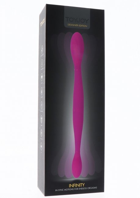 Uppladdningsbar dubbel dildo. Mångsidig och flexibel. 2 kraftfulla motorer. 3 hastigheter, 4 funktioner. Silikon. Stänksäker.