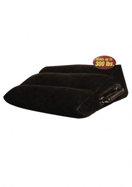 Uppblåsbar kudde för olika positioner. Bekväm användning. Högkvalitativ flockad vinyl och PVC. Praktiska handtag på sidorna.