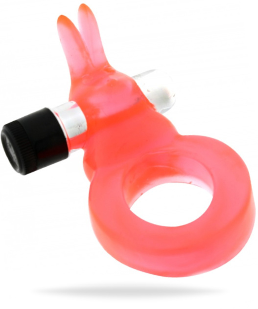 Rosa penisring med avtagbar vibrator som är vattentät. Flexibel ring med en kanin på toppen. Multispeed vibrationer.