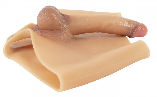 Ultra Realistic Penis Pants - Super realistisk Strap - On helt i silikon. från sidan.