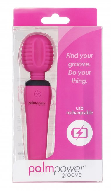 PalmPower Groove - kraftfull liten Rosa massagestav - förpackning