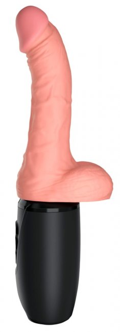 Uppladdningsbar dildo tillverkad av TPE. Värmande effekt. 7 vibrationer, 7 thrusting funktioner. Vattentät. Enkel att använda.