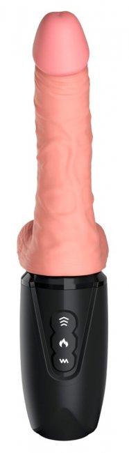 Uppladdningsbar dildo tillverkad av TPE. Värmande effekt. 7 vibrationer, 7 thrusting funktioner. Vattentät. Enkel att använda.