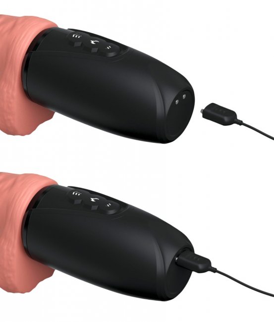 Uppladdningsbar dildo tillverkad av TPE. Värmande effekt. 7 vibrationer, 7 thrusting funktioner. Vattentät. Enkel att använda.