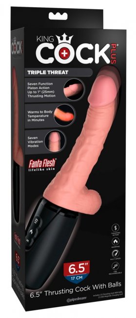 Uppladdningsbar dildo tillverkad av TPE. Värmande effekt. 7 vibrationer, 7 thrusting funktioner. Vattentät. Enkel att använda.