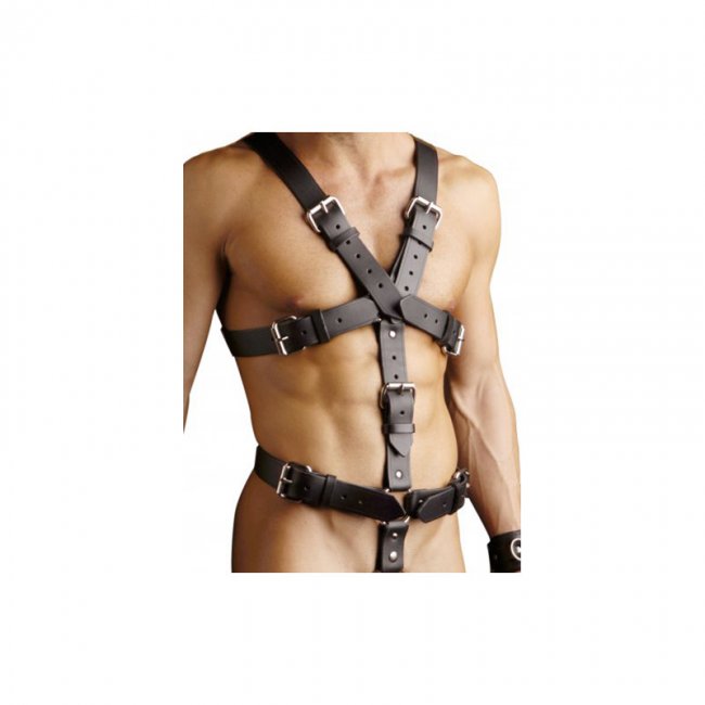 Läderharness med penisring
