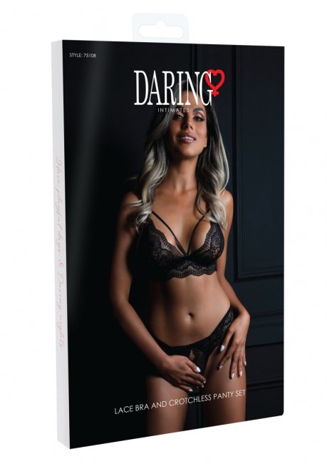 Daring Lace Bra and Crotchless Panty