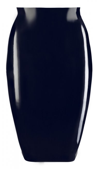 Midjehög latex kjol med rak och snäv form. Tillverkad av 100% latex. Går ner till knäna. Enkel användning. Bekväm passform.