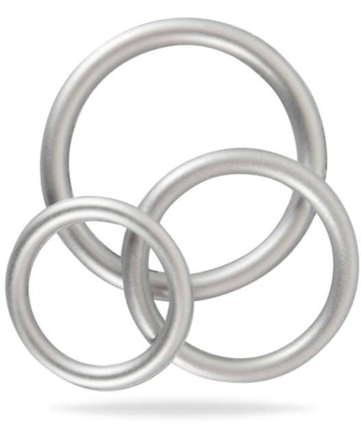 Silvirgt set med tre stretchiga ringar. Tillverkad av högkvalitativ och supermjuk silikon. Enkla att använda. Set av tre.