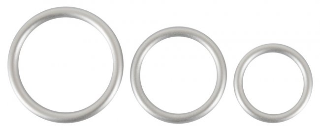 Silvirgt set med tre stretchiga ringar. Tillverkad av högkvalitativ och supermjuk silikon. Enkla att använda. Set av tre.
