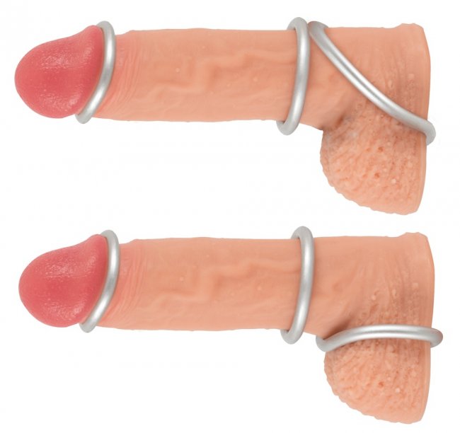 Silvirgt set med tre stretchiga ringar. Tillverkad av högkvalitativ och supermjuk silikon. Enkla att använda. Set av tre.