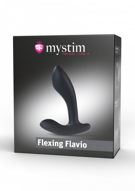 Svart prostatastimulator med e-stim funktioner. Flexibel form och en lätt böjd design möjliggör en enkel prostatastimulans.