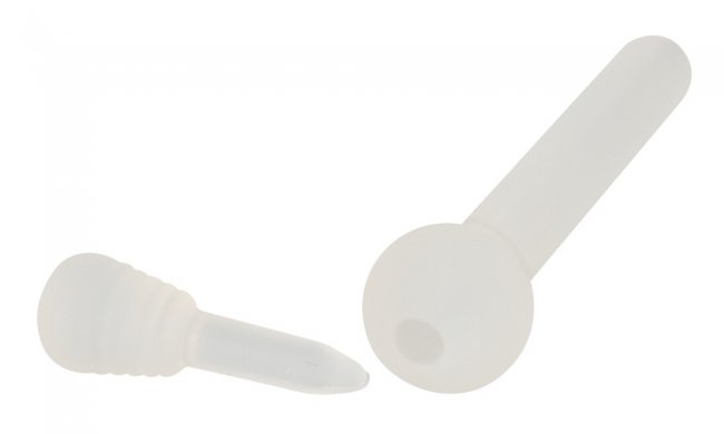 Ihålig dilator tillverkad av högkvalitativ silikon. Med stoppkula i toppen. Flexibel design. Avtagbar propp. För kvinnor/män.