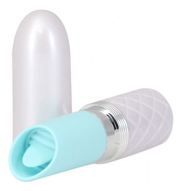 Pillow Talk Lusty - ljusblå läppstiftsdesignad Minivibrator med mini tung och locka