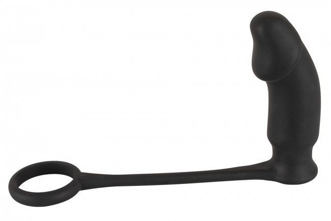 Vibrerande analplugg med en penisring. Flexibel ring och supermjukt silikon material. Enkel att använda. Penis formad plugg.