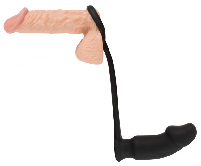 Vibrerande analplugg med en penisring. Flexibel ring och supermjukt silikon material. Enkel att använda. Penis formad plugg.