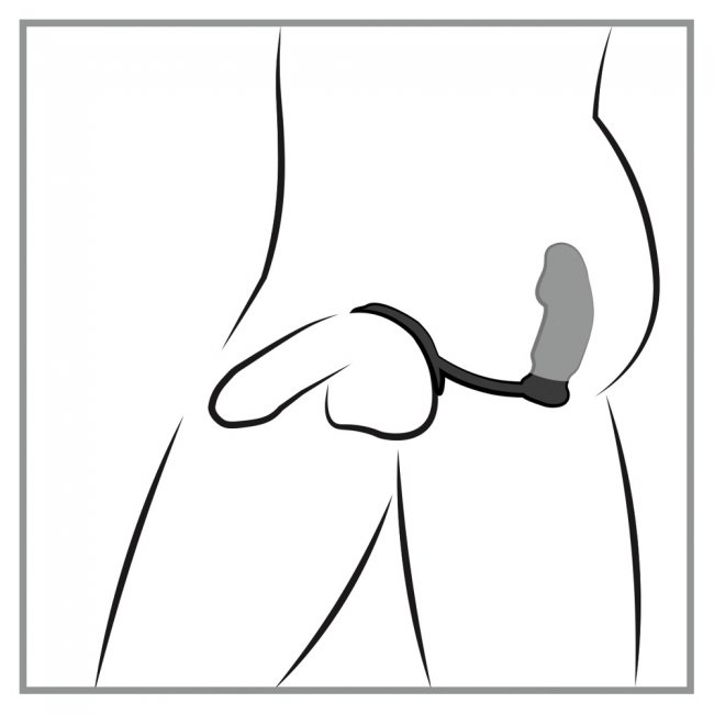 Vibrerande analplugg med en penisring. Flexibel ring och supermjukt silikon material. Enkel att använda. Penis formad plugg.