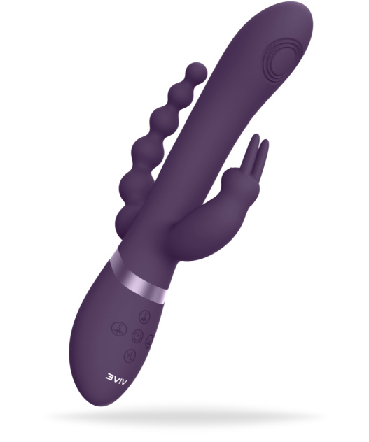 Uppladdningsbar trippelvibrator gjord av silikon. Vattentät, tre tysta motorer, 10 funktioner per motor. Enkel att använda.