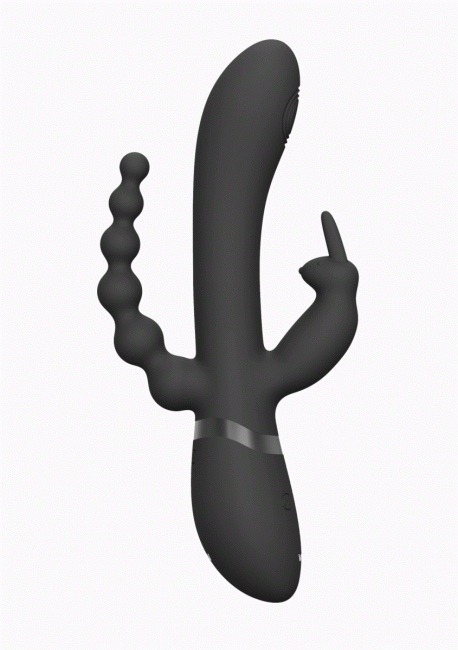 Uppladdningsbar trippelvibrator gjord av silikon. Vattentät, tre tysta motorer, 10 funktioner per motor. Enkel att använda.