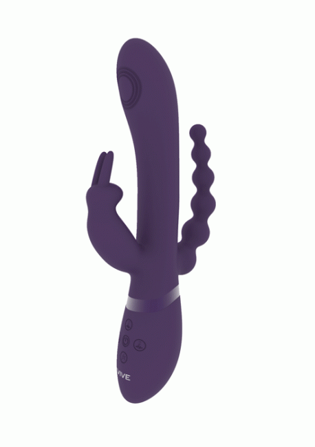 Uppladdningsbar trippelvibrator gjord av silikon. Vattentät, tre tysta motorer, 10 funktioner per motor. Enkel att använda.