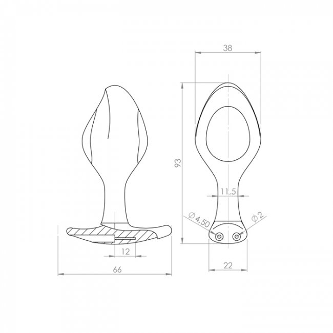 Fjärrstyrd prostatastimulator med e-stim funktioner. Flexibel form och en lätt böjd design möjliggör en enkel användning.
