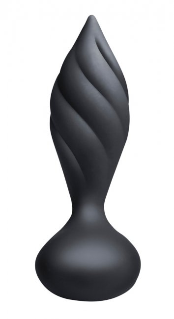 Uppladdningsbar analplugg. 10 starka vibrationer. Fjärrkontroll ingår. Säker bred bas. Vattentät. Stimulerande spiralstruktur