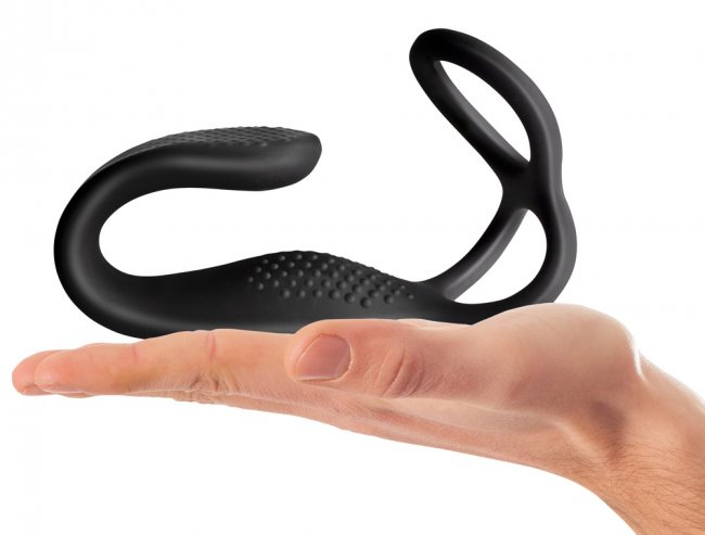 Uppladdningsbar prostata/perineum vibrator med ringar. 2 motorer. 10 vibrationer. Flexibel. Vattentät. Silikon. Fjärrkontroll