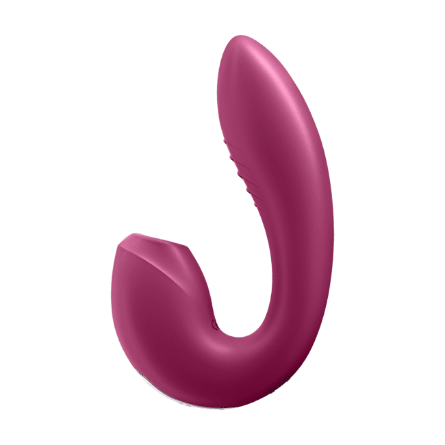 Uppladdningsbar vibrator tillverkad av silikon. Helt vattentät. 2 tysta och starka motorer. Appstyrd. Lufttrycks funktion. Enkel