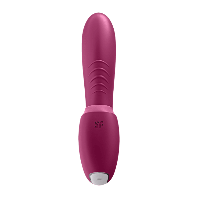 Uppladdningsbar vibrator tillverkad av silikon. Helt vattentät. 2 tysta och starka motorer. Appstyrd. Lufttrycks funktion. Enkel