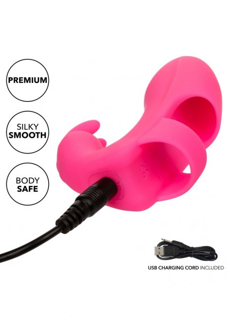 Uppladdningsbar finger vibrator tillverkad av mjuk silikon. Helt vattentät. 10 funktioner. Kraftfulla dubbla motorer. Enkel.