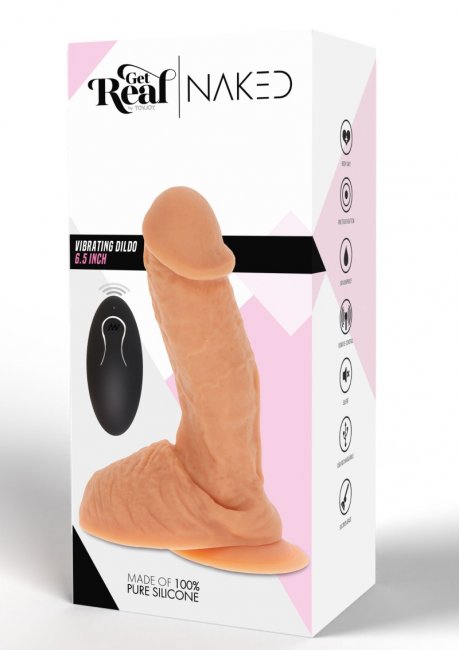 Realistisk dildo. Silikon. 6 vibrationer och 2 hastigheter. Fjärrstyrda funktioner. Enkel användning. Uppladdningsbar. Tyst.