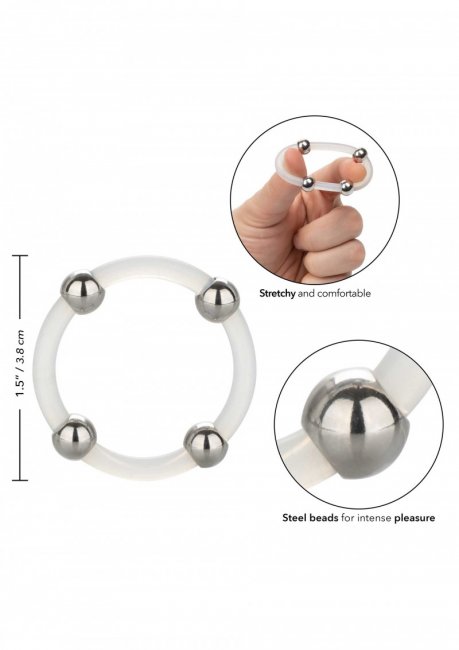 Steel Beaded Silicone Ring L