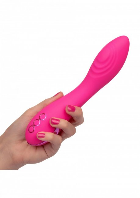 Uppladdningsbar vibrator tillverkad av supermjuk silikon. 10 vibrationer och 3 hastigheter. Stark motor. Helt vattentät.