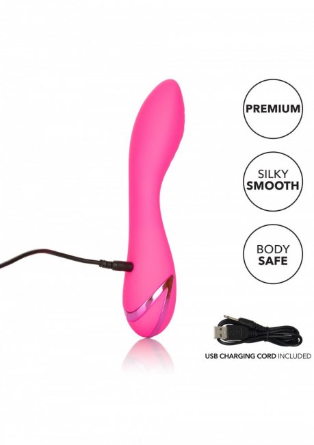 Uppladdningsbar vibrator tillverkad av supermjuk silikon. 10 vibrationer och 3 hastigheter. Stark motor. Helt vattentät.