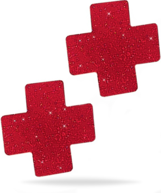 Nippel märken tillverkade av Polyuretan. Formade som ett kors. Klister på baksidan. Glittrig design. Enkla att använda.