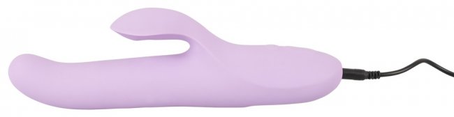 Uppladdningsbar rabbit med två separat styrda vibratorer. Roterande kulor. Thrusting funktion. Högkvalitativ och flexibel siliko