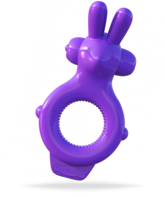 Lila vibrerande penisring med en kanin design. Superstretchigt material och helt vattentät vibrator. Texturerad ring. Enkel.