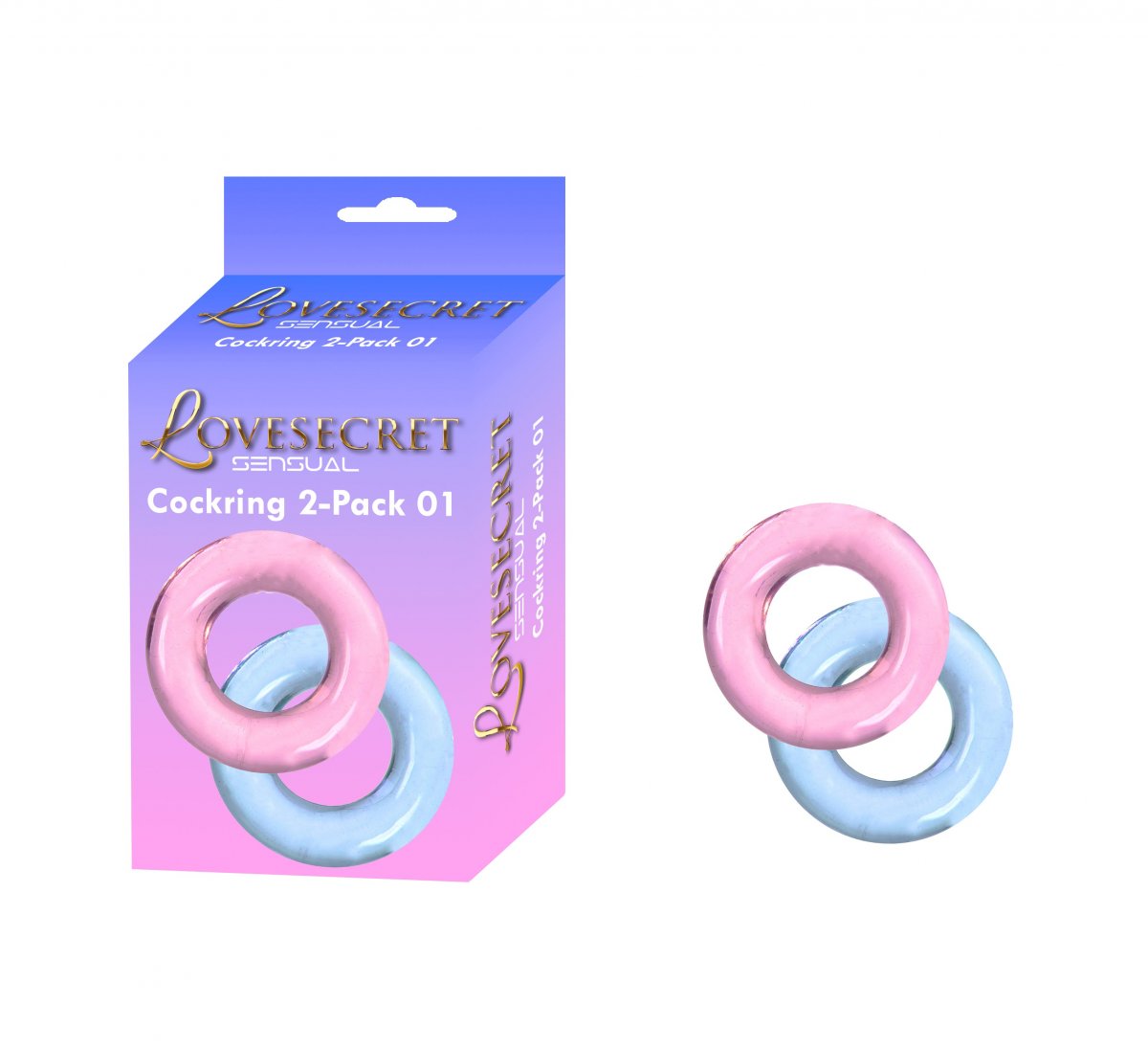 Lovesecret - Cockring 2-pack rosa/blå